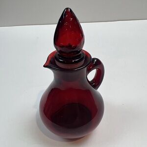 SOLD Vilntage Avon Ruby Red Strawberry Bath Foam Glass Pitcher Perfume Bottle